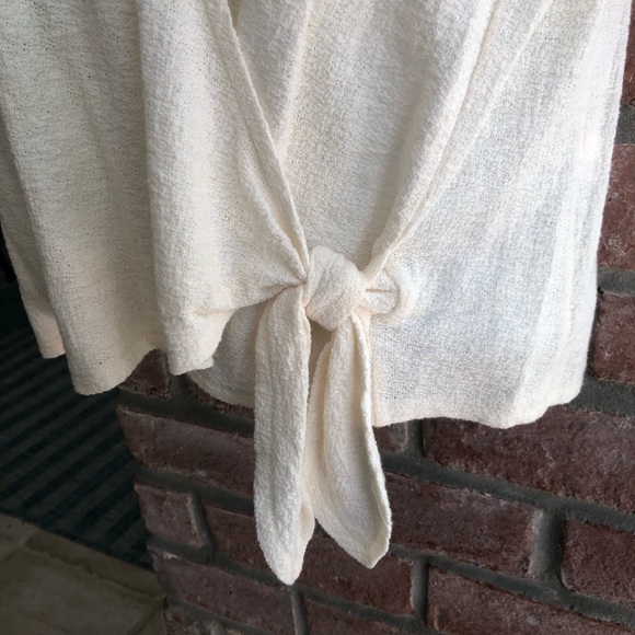 MADEWELL Texture and Thread Surplice Wrap Tie Top Cream Medium - Picture 4 of 11